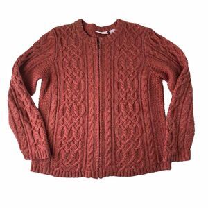 Croft & Barrow Cable Knit Full Zip Sweater Women's Long Sleeve Medium